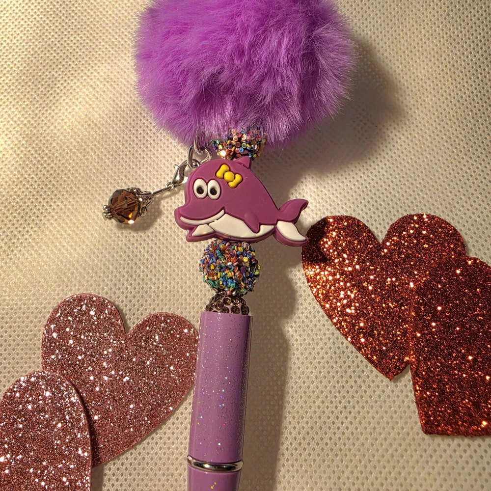 Purple and Pink Dolphin Charm Pen